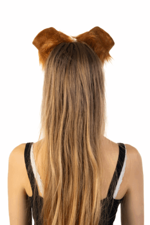 Furry Hond Oren Haarband Bruin Wit Puppy Diadeem Oortjes 3
