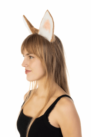Furry Konijnen Oren Haarband Beige Wit Haas Diadeem Oortjes 1