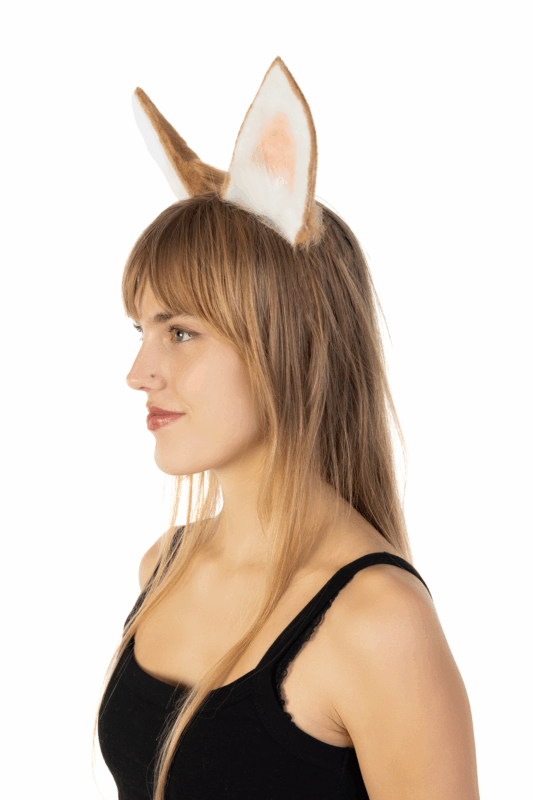 Furry Konijnen Oren Haarband Beige Wit Haas Diadeem Oortjes 1