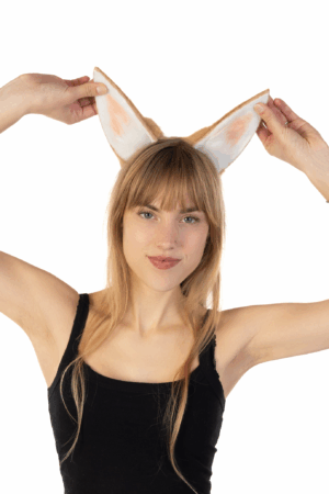 Furry Konijnen Oren Haarband Beige Wit Haas Diadeem Oortjes 3