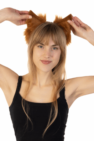 Furry Oren Haarband Bruin Kat Poes Vos Diadeem Oortjes Dons Dieren 3