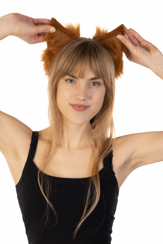 Furry Oren Haarband Bruin Kat Poes Vos Diadeem Oortjes Dons Dieren 3