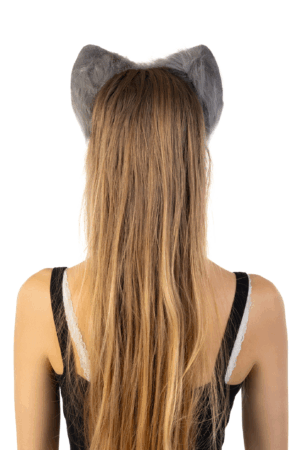 Furry Oren Haarband Grijs Wit Roze Kat Poes Diadeem Oortjes 3