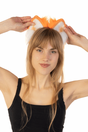 Furry Oren Haarband Oranje Wit Kat Poes Diadeem Koningsdag 3