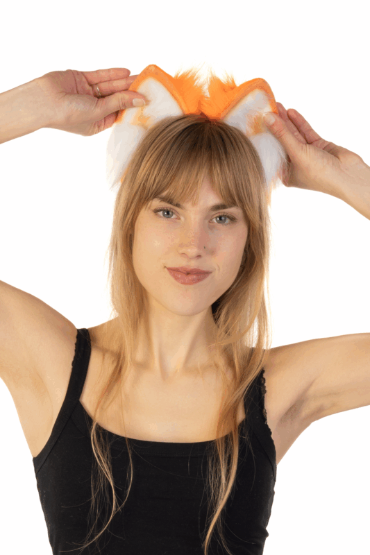 Furry Oren Haarband Oranje Wit Kat Poes Diadeem Koningsdag 3