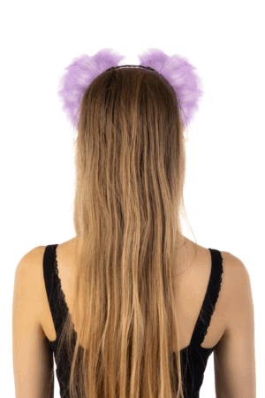Furry Oren Haarband Paars Wit Kat Poes Diadeem Oortjes Dons 2