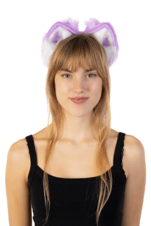 Furry Oren Haarband Paars Wit Kat Poes Diadeem Oortjes Dons