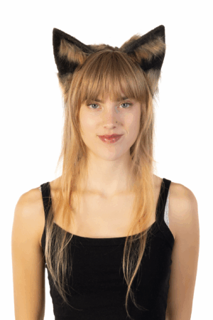 Furry Oren Haarband Zwart Bruin Kat Poes Diadeem Oortjes Dons
