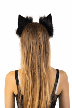 Furry Oren Haarband Zwart Grijs Kat Poes Vos Diadeem Oortjes Dons 3