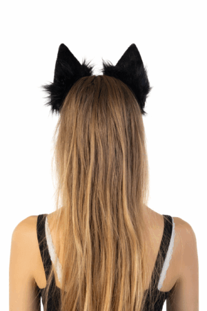Furry Oren Haarband Zwart Grijs Wit Kat Poes Diadeem Oortjes 3