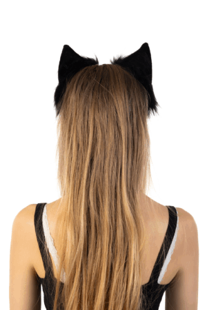 Furry Oren Haarband Zwart Kat Poes Vos Diadeem Oortjes Dons Dieren 3