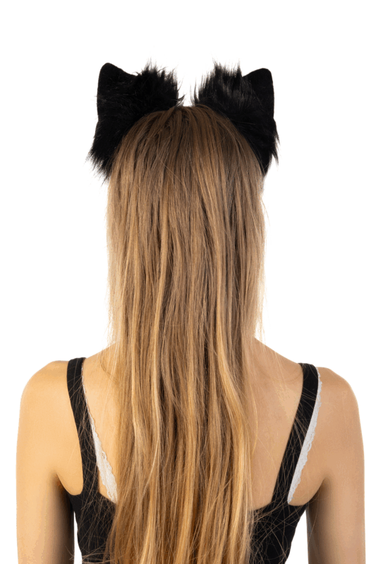 Furry Oren Haarband Zwart Wit Kat Poes Vos Diadeem Oortjes Dons 3