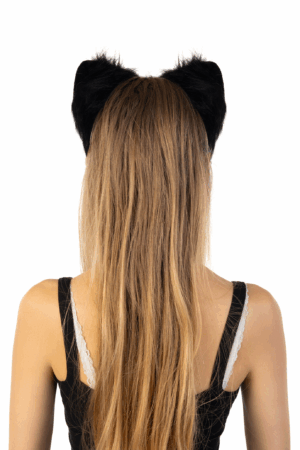 Furry Oren Haarband Zwart Wit Roze Kat Poes Diadeem Oortjes 3