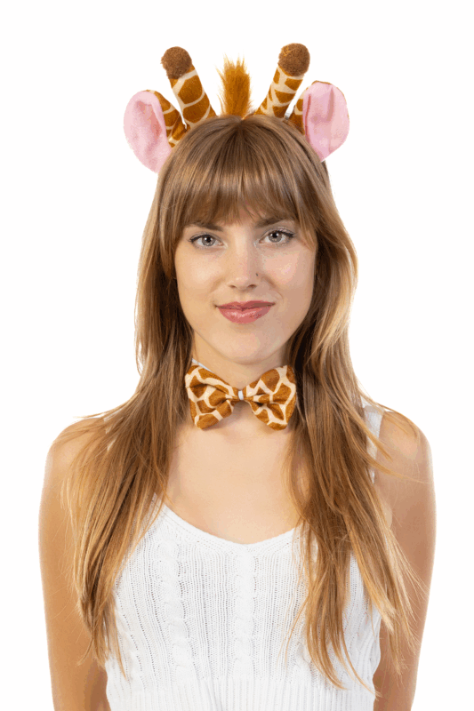 Giraf Haarband Set Oren Staart Diadeem Bruin Geel Giraffe Girafprint 5