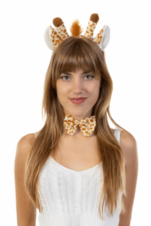 Giraf Haarband Set Oren Staart Diadeem Lichtbruin Geel Giraffe Girafprint 4