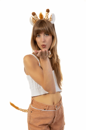 Giraf Haarband Set Oren Staart Diadeem Lichtbruin Geel Giraffe Girafprint 5