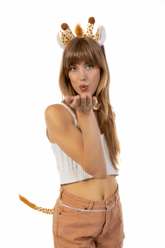 Giraf Haarband Set Oren Staart Diadeem Lichtbruin Geel Giraffe Girafprint 5