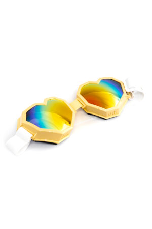 Goggles Hartjes Bril Steampunk Geel Regenboog Spiegelglazen