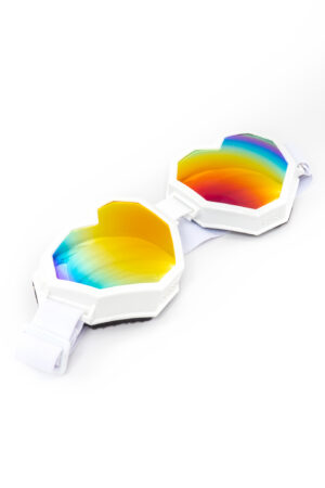 Goggles Hartjes Bril Steampunk Wit Regenboog Spiegelglazen