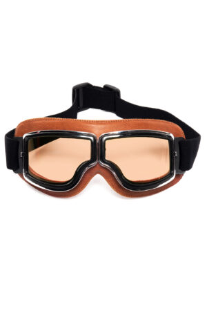 Goggles Motor Bril Bruin Bruine Glazen Leer Solex Aviator Pilotenbril 1