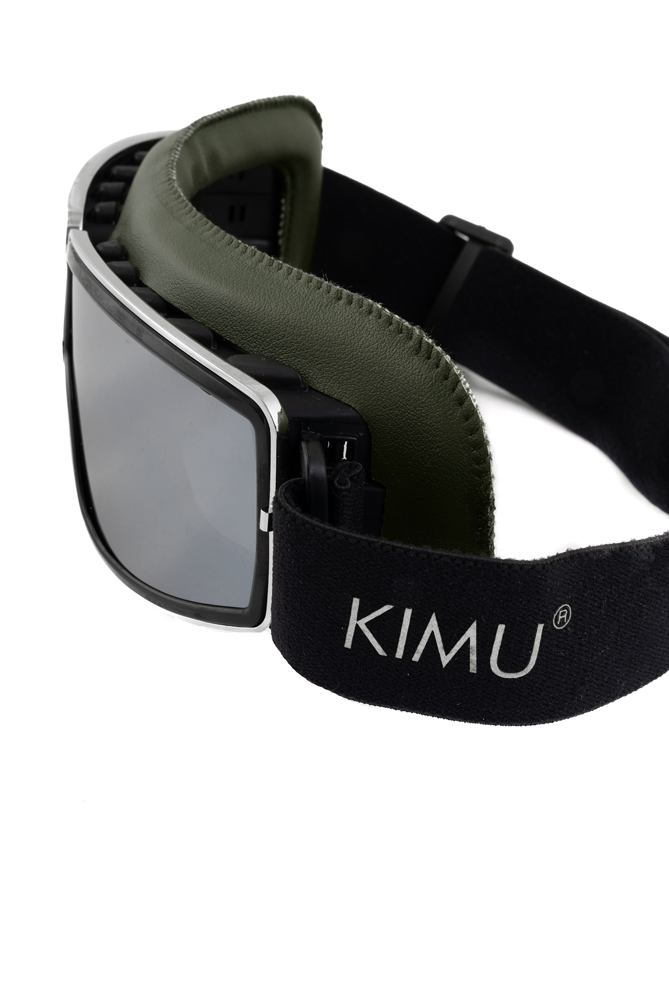 Goggles Motor Bril Groen Zilveren Spiegelglazen Leer Solex Aviator Pilotenbril 1