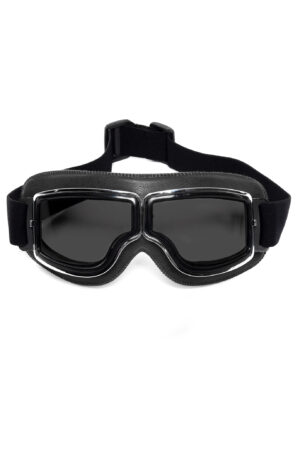 Goggles Motor Bril Zwart Zwarte Glazen Leer Solex Aviator Pilotenbril 1