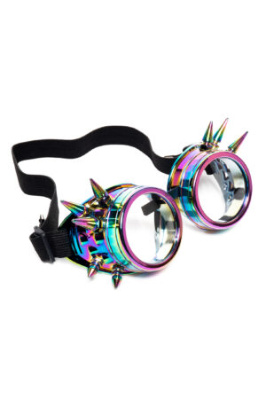 Goggles Steampunk Bril Met Spikes Olie Regenboog Heldere Glazen