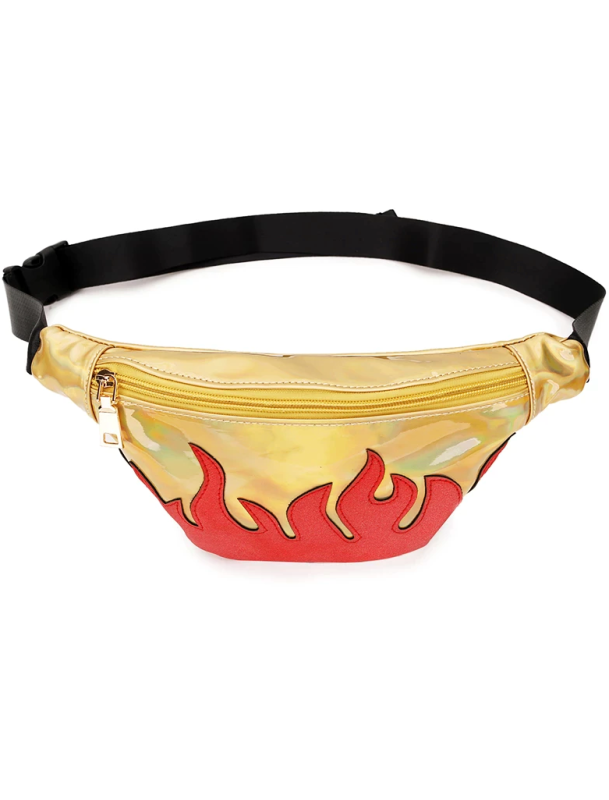 Gouden heuptasje fanny pack rode vlammen