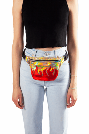 Gouden heuptasje fanny pack rode vlammen 4