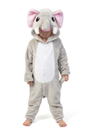 Grijze Olifant Onesie Kind Olifantenpak Kinder Kostuum Pak Pyjama 1