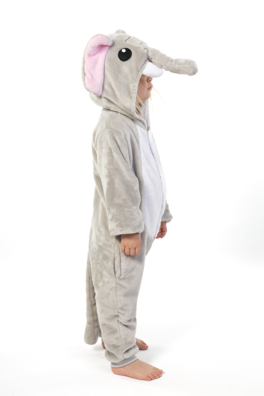 Grijze Olifant Onesie Kind Olifantenpak Kinder Kostuum Pak Pyjama 4