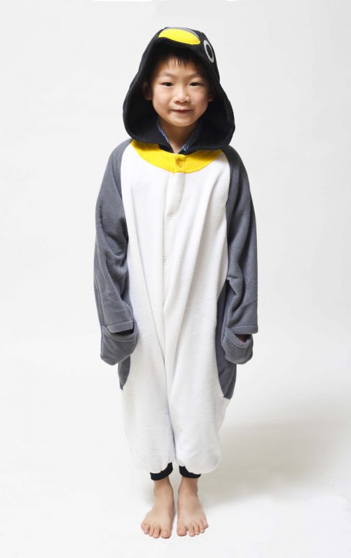 Grijze Pinguin kinder onesie