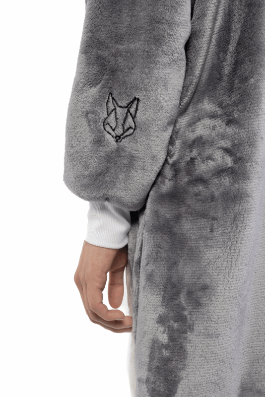 Grijze Wolf Onesie Kostuum Pak Hond Weerwolf Halloween 3