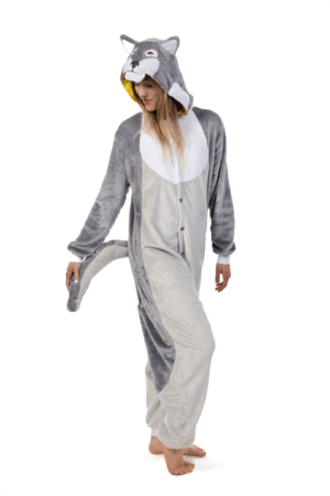 Grijze Wolf Onesie Kostuum Pak Hond Weerwolf Halloween 6