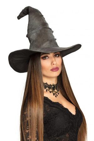 Grijze heksenhoed hoed heks witch halloween