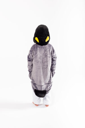 Grijze Pinguin Onesie Kind Pinguinpak Kinder Kostuum Pak Grijs