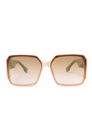 Groot Vierkant MIU Zonnebril Groen Beige Goud Dames Vintage Modern 1