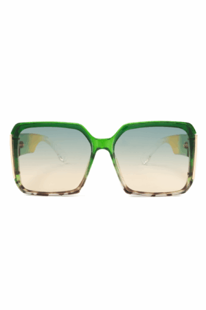 Groot Vierkant MIU Zonnebril Groen Geel Goud Dames Vintage Modern 1