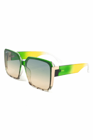 Groot Vierkant MIU Zonnebril Groen Geel Goud Dames Vintage Modern
