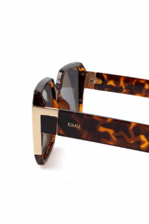 Groot Vierkant MIU Zonnebril Tortoise Bruin Goud Dames Vintage Modern 2