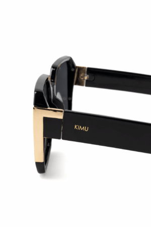 Groot Vierkant MIU Zonnebril Zwart Goud Dames Vintage Modern 2