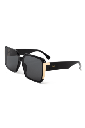 Groot Vierkant MIU Zonnebril Zwart Goud Dames Vintage Modern