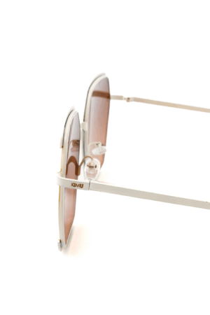 Groot Vierkant UKI Zonnebril Wit Bruin Dames Vintage Modern Retro 2