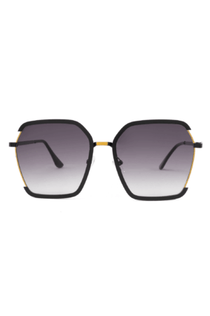 Groot Vierkant UKI Zonnebril Zwart Dames Vintage Modern Retro 1
