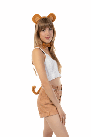 Haarband Beer Staart Strik Bruin Teddybeer Berenoren Diadeem 5