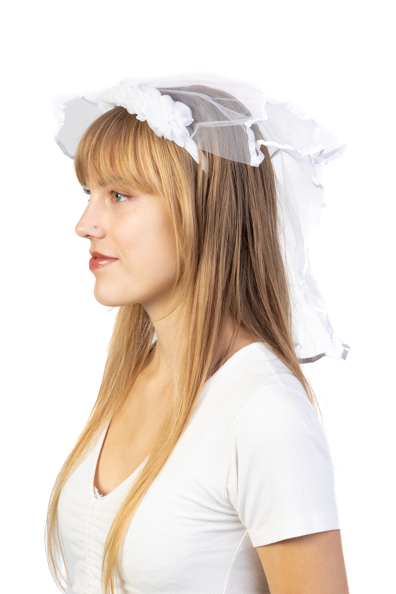 Haarband Bruidssluier Wit Diadeem Bruid Sluier Witte Rozen Bruiloft 2