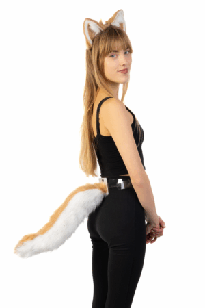 Haarband Furry Oren & Staart Set Beige Wit Wolf Vos Diadeem Vacht 1