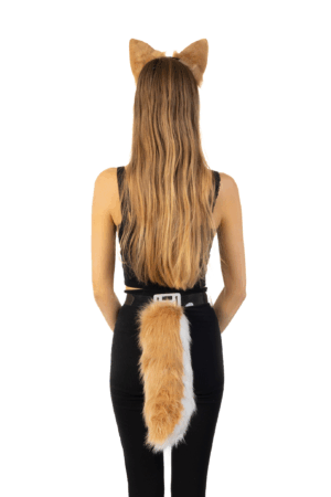 Haarband Furry Oren & Staart Set Beige Wit Wolf Vos Diadeem Vacht 2