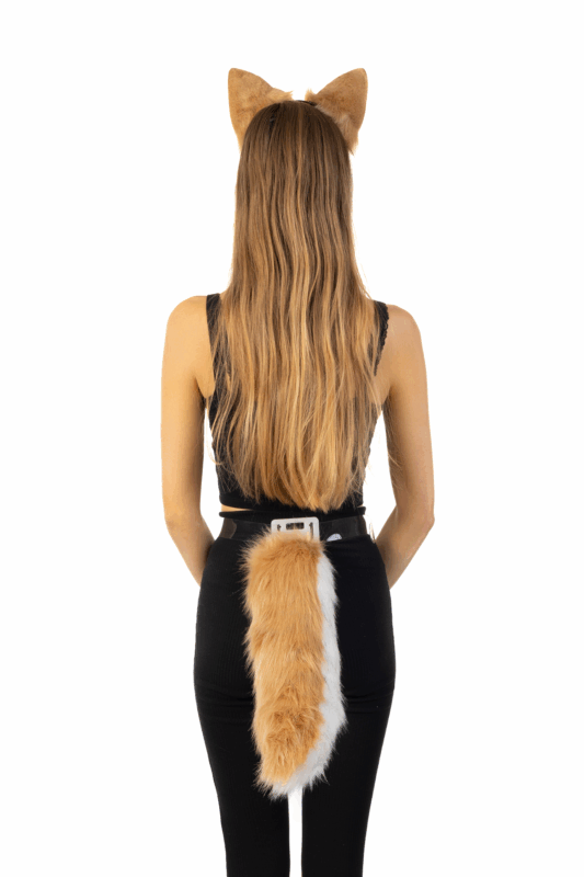 Haarband Furry Oren & Staart Set Beige Wit Wolf Vos Diadeem Vacht 2