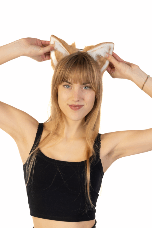 Haarband Furry Oren & Staart Set Beige Wit Wolf Vos Diadeem Vacht 3